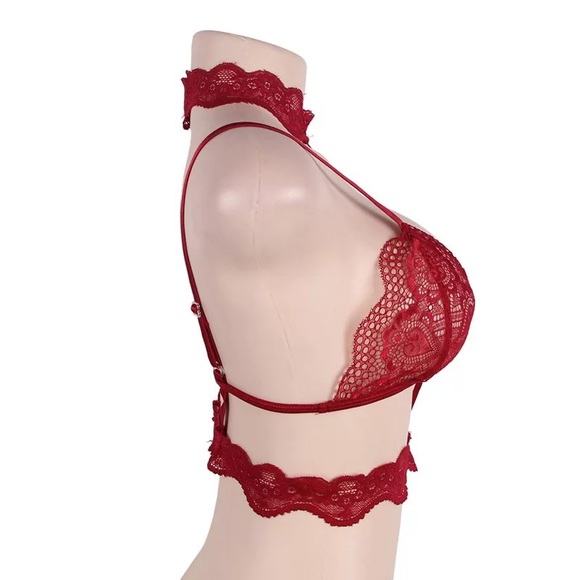 Red Lace Choker Bra Lingerie NWT - Picture 4 of 8